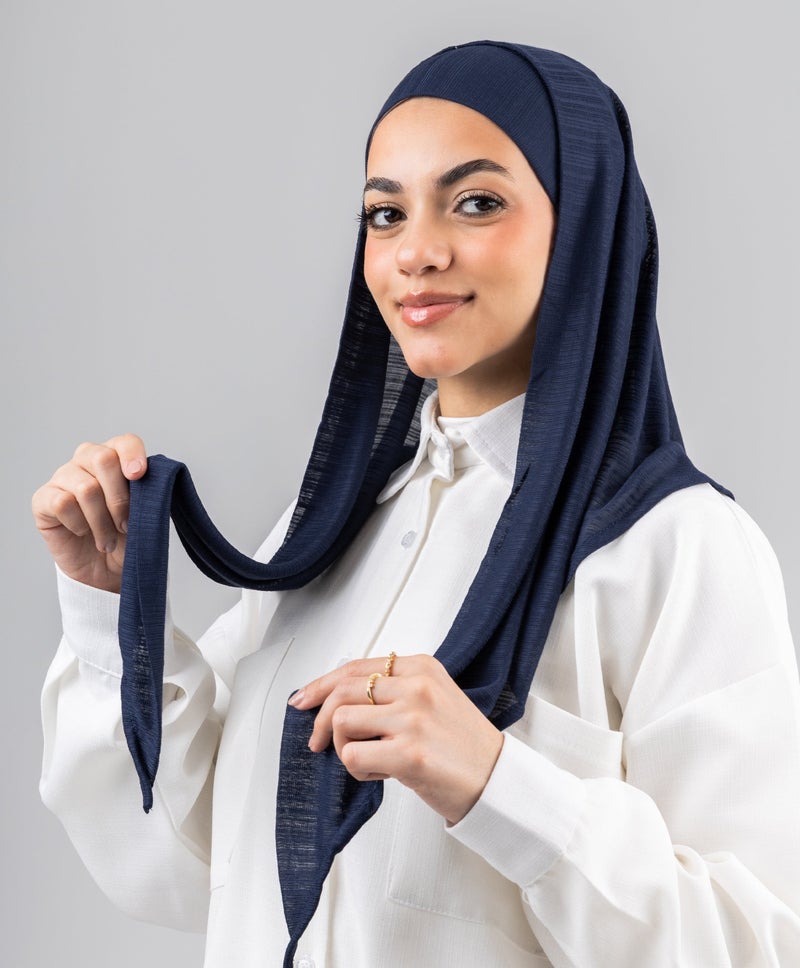 طرحة كويتية من ليكرا مريحة و أنيقة - لون أزرق غامق