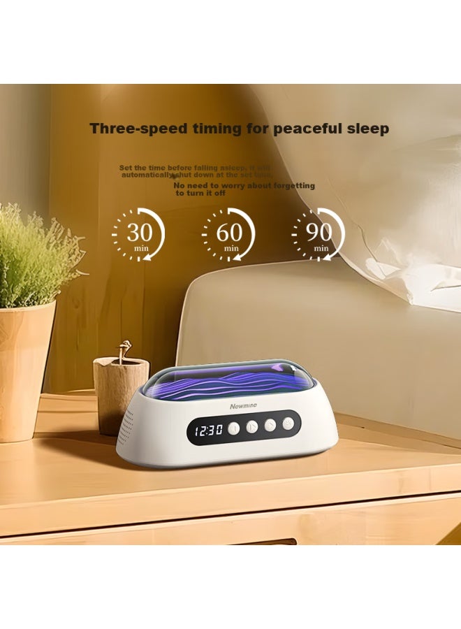Newmine Wireless Bluetooth Speaker, White Noise Sound, Mini Portable Clock Radio, Sleep Aid, Stress Relief Alarm Clock, Suitable For Apple, Huawei, Xiaomi, Beige - Image 3
