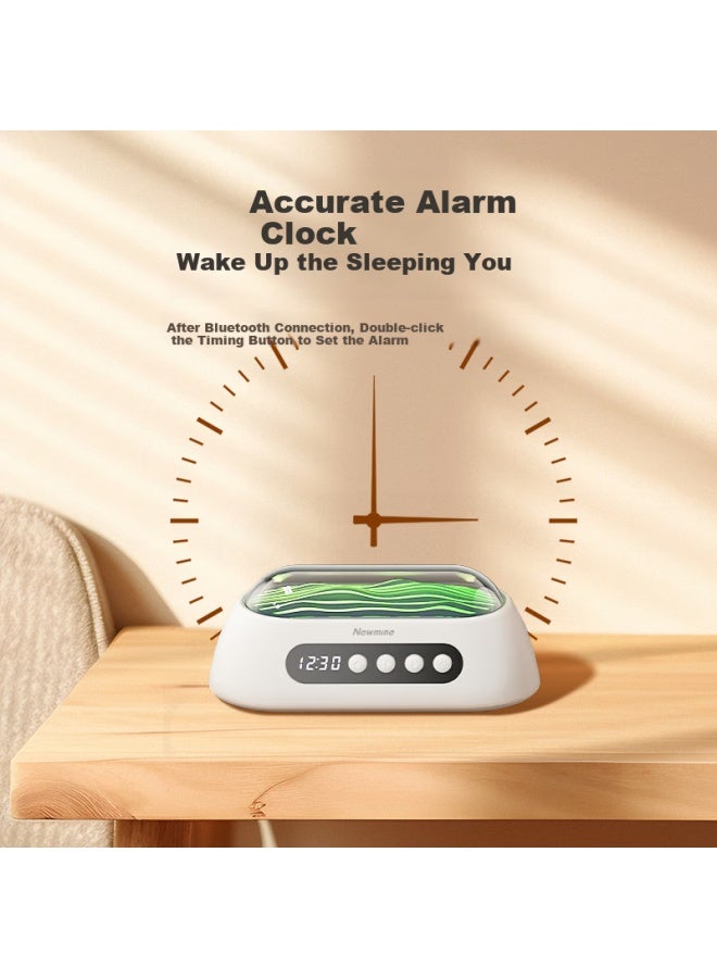 Newmine Wireless Bluetooth Speaker, White Noise Sound, Mini Portable Clock Radio, Sleep Aid, Stress Relief Alarm Clock, Suitable For Apple, Huawei, Xiaomi, Beige - Image 5