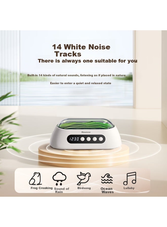 Newmine Wireless Bluetooth Speaker, White Noise Sound, Mini Portable Clock Radio, Sleep Aid, Stress Relief Alarm Clock, Suitable For Apple, Huawei, Xiaomi, Beige - Image 4