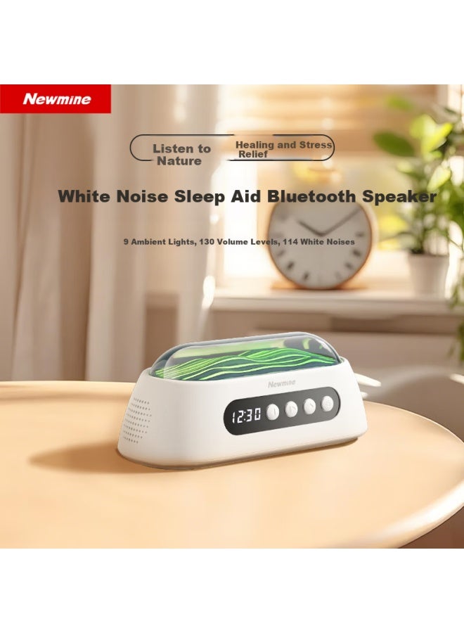 Newmine Wireless Bluetooth Speaker, White Noise Sound, Mini Portable Clock Radio, Sleep Aid, Stress Relief Alarm Clock, Suitable For Apple, Huawei, Xiaomi, Beige - Image 1