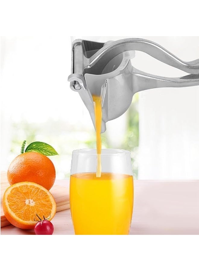 JAJEEK Manual Citrus Juicer – Aluminum Alloy Squeezer with 2 Funnels, Durable Silver Design, Easy to Use for Oranges, Lemons, Limes, Hand Press Fruit Juicer for Kitchen - Image 1