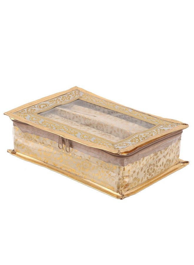 Kuber Industries Kuber Industries Brocade Hardboard Two Rod Bangle Box (Gold)-CTKTC025684  - Image 2