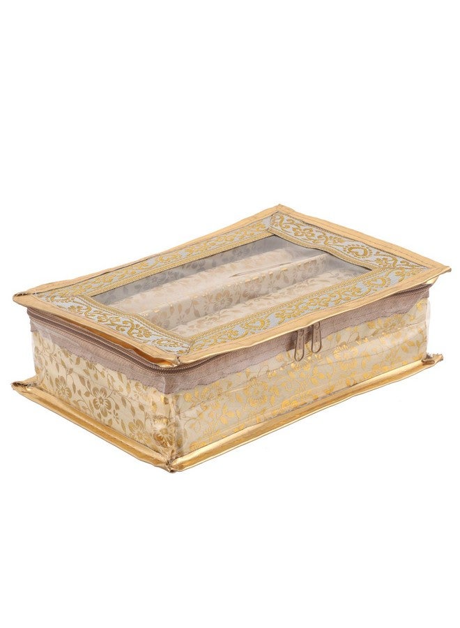 Kuber Industries Kuber Industries Brocade Hardboard Two Rod Bangle Box (Gold)-CTKTC025684  - Image 3