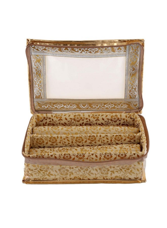 Kuber Industries Kuber Industries Brocade Hardboard Two Rod Bangle Box (Gold)-CTKTC025684  - Image 4