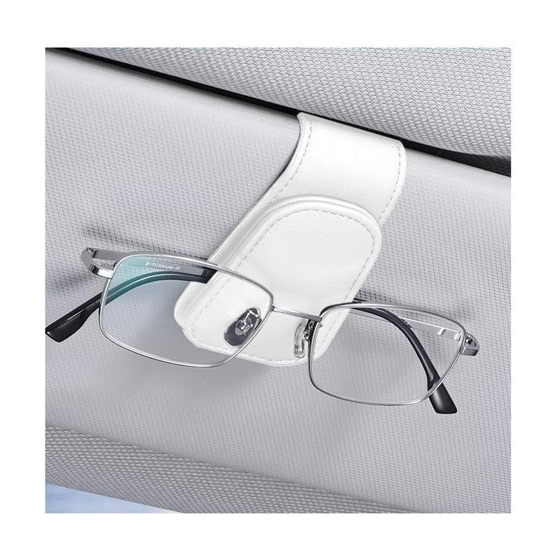 AICEL Sunglasses Holders for Car Sun Visor Leather Eyeglasses Hanger Mounter Magnetic Glasses Holder and Ticket Card Clip Auto Interior Accessories Universal for SUV Pickup Truck - Image 3