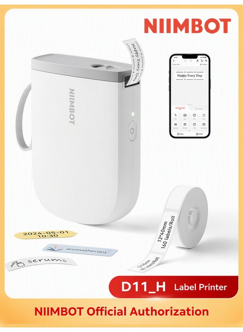 NIIMBOT D11 New Version Label Maker Machine with Tape,300DPI Bluetooth Label Printer, Portable Thermal Printer,Sticker Maker for Organizing Home Office School,White - Image 1
