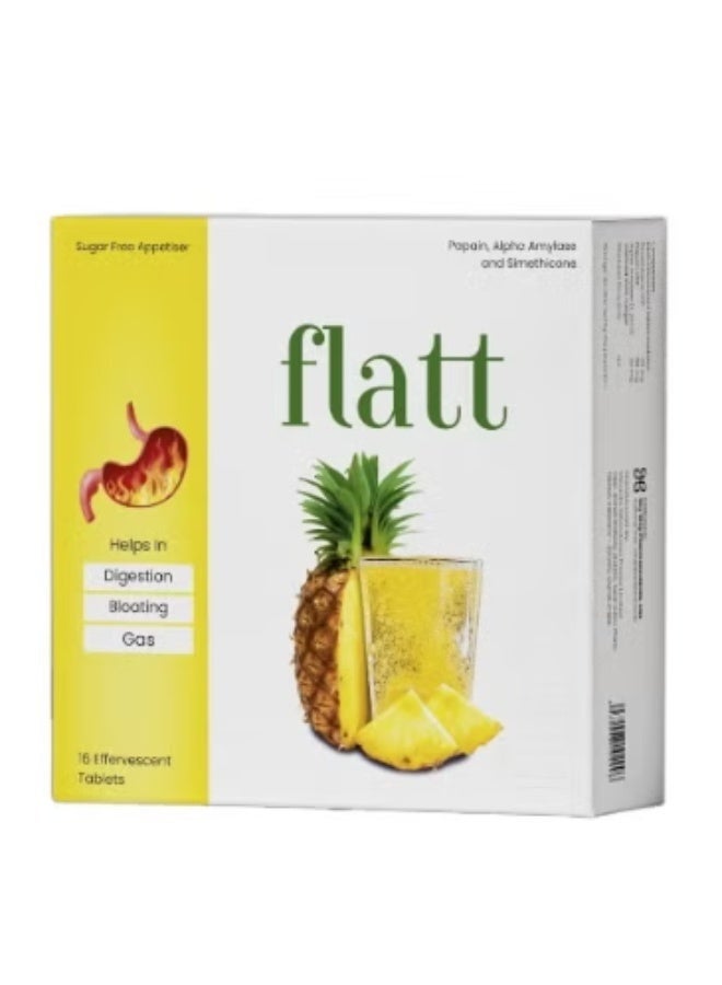 Flatt Effervescent Tablets for Digestion, Bloating & Gas Relief, 16 Count
