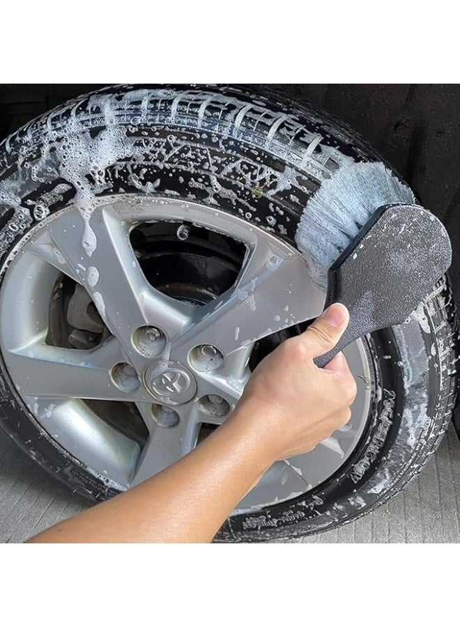 جي كيو فرشاة عجلات وإطارات GQ - فرشاة ناعمة لغسيل السيارات، تُستخدم للجنوط والإطارات ومحاور العجلات | فرشاة تنظيف بمقبض قصير لإزالة الأوساخ وغبار الفرامل وبقايا الطريق - Image 4