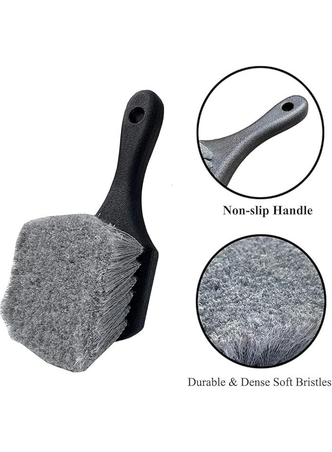 جي كيو فرشاة عجلات وإطارات GQ - فرشاة ناعمة لغسيل السيارات، تُستخدم للجنوط والإطارات ومحاور العجلات | فرشاة تنظيف بمقبض قصير لإزالة الأوساخ وغبار الفرامل وبقايا الطريق - Image 3