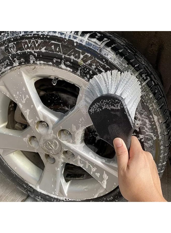 جي كيو فرشاة عجلات وإطارات GQ - فرشاة ناعمة لغسيل السيارات، تُستخدم للجنوط والإطارات ومحاور العجلات | فرشاة تنظيف بمقبض قصير لإزالة الأوساخ وغبار الفرامل وبقايا الطريق - Image 5