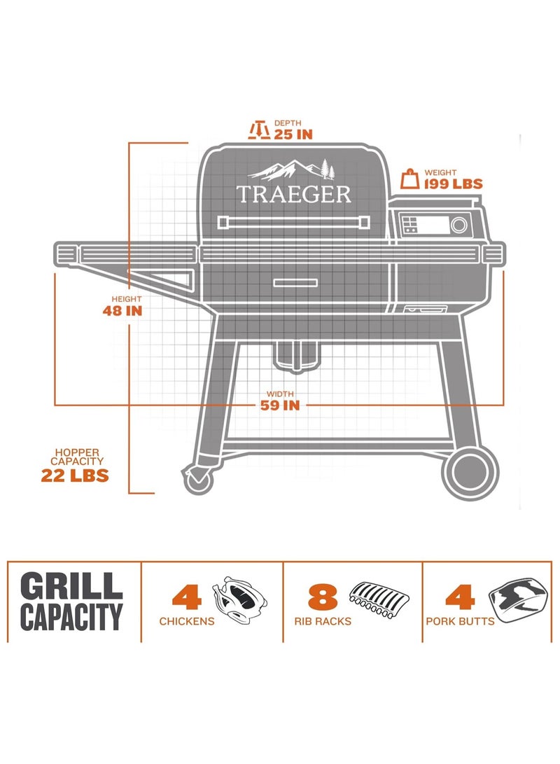 TRAEGER Ironwood 616 Electric Wood Pellet Grill and Smoker, 616 Square Inches Cook Area, 500 Degree Max Temperature, Meat Probe, 6 in 1 BBQ Grill with WiFi and app connectivity, Black - Image 4
