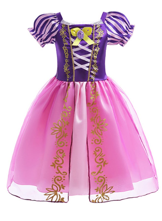 SHABILI Kids Girls Rapunzel Princess Dress Up Set – 9 Pcs Purple Costume with Crown, Wand, Wig & Accessories for Birthday - Image 2
