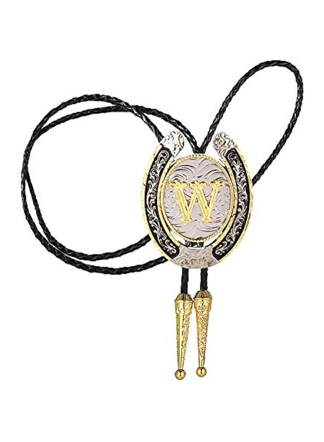 Western Cowboy Bolo Tie for Men and Women with Golden Initial Letters A to Z - Image 3