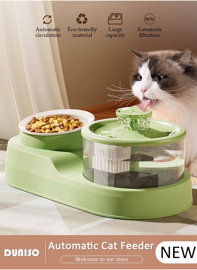 DUNISO 2 in 1 Automatic Cat Feeder, Pet Feeder and Water Dispenser Set for Indoor, Pet Food Bowl Water Dispenser for Cats Small Size Dogs, Cat Food Bowl and Automatic Water Dispenser Set for Pets  - Image 1