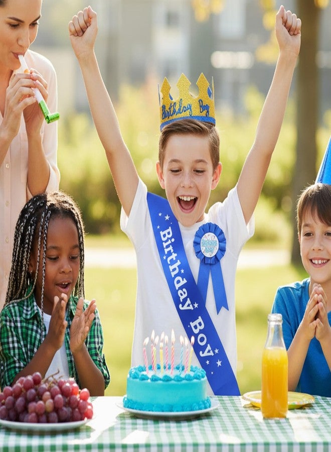 قبعة عيد ميلاد للأولاد من APLZGMG، وشاح ودبوس على شكل تاج أمير، طقم إكسسوارات حفلات أعياد ميلاد الأولاد مكون من 3 قطع، يتضمن تيجان ملكية، ومستلزمات تنكرية، ودعائم تصوير لحفلات أعياد ميلاد الأولاد. - Image 3