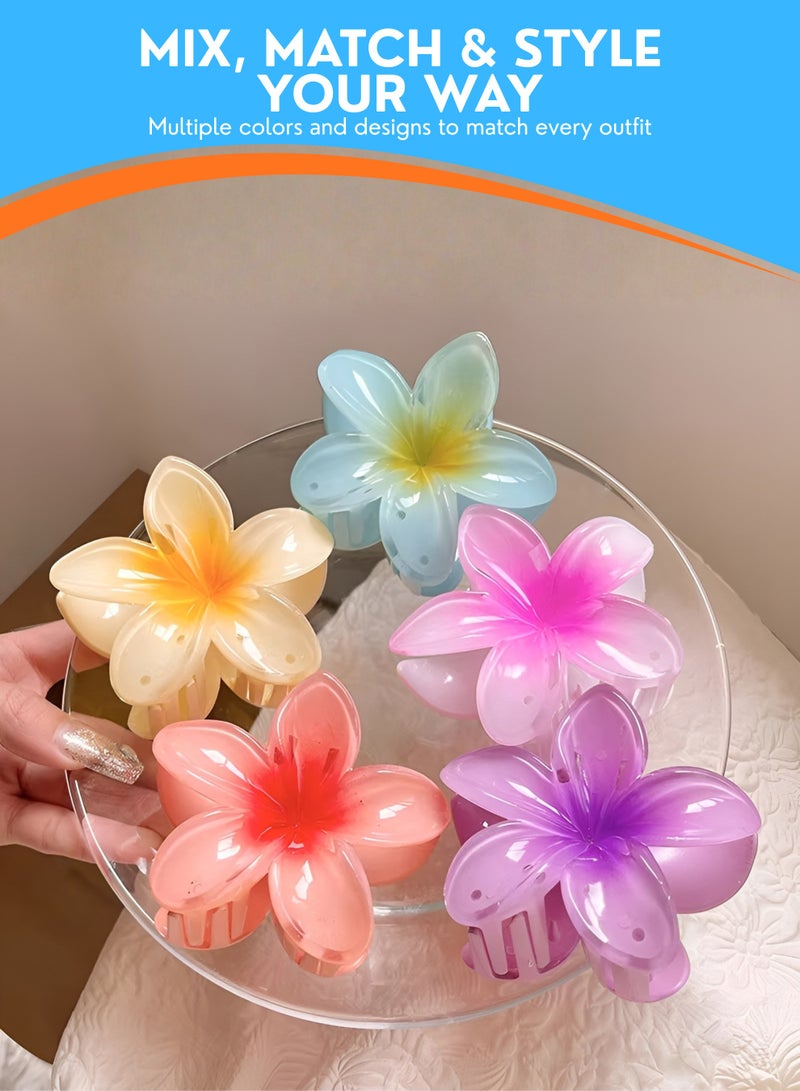 ZESTU 8 Pcs Flower Hair Clip, Nonslip Flower Claw Clips, Strong Hold Hawaiian Claw Clip, Cute Wedding Bridesmaid Catch for Thick Thin Hair - Image 3