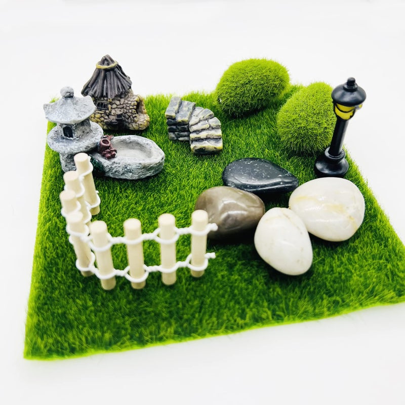 Cayway 26 PCS Outdoor Fairy Garden Miniatures Mini Zen Garden Accessories, Artificial Grass, Model Trees, Terrarium Ornaments, Dollhouse Supplies, Bonsai Decorative Craft Tools Kit - Image 4