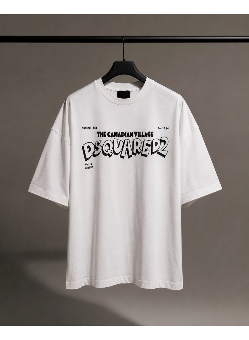Oversized White Typography Graphic T-Shirt Streetwear - Image 3