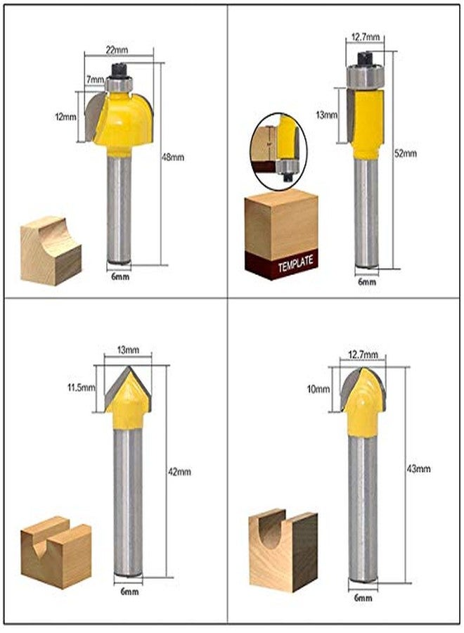 uptodateproducts 12pcs 6mm Steel Shank Router Bit Set Trimming Straight Corner Beading Bits for Wood Milling Cutter Carbide Cutting Woodwork Tool - Image 5