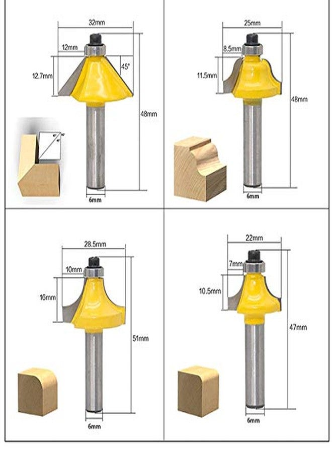uptodateproducts 12pcs 6mm Steel Shank Router Bit Set Trimming Straight Corner Beading Bits for Wood Milling Cutter Carbide Cutting Woodwork Tool - Image 4