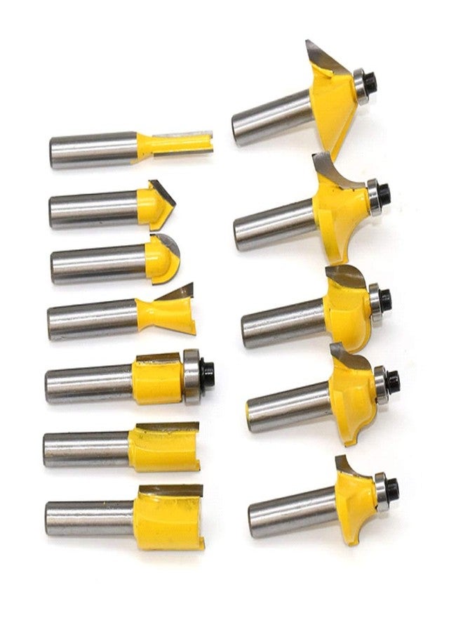 uptodateproducts 12pcs 6mm Steel Shank Router Bit Set Trimming Straight Corner Beading Bits for Wood Milling Cutter Carbide Cutting Woodwork Tool - Image 1