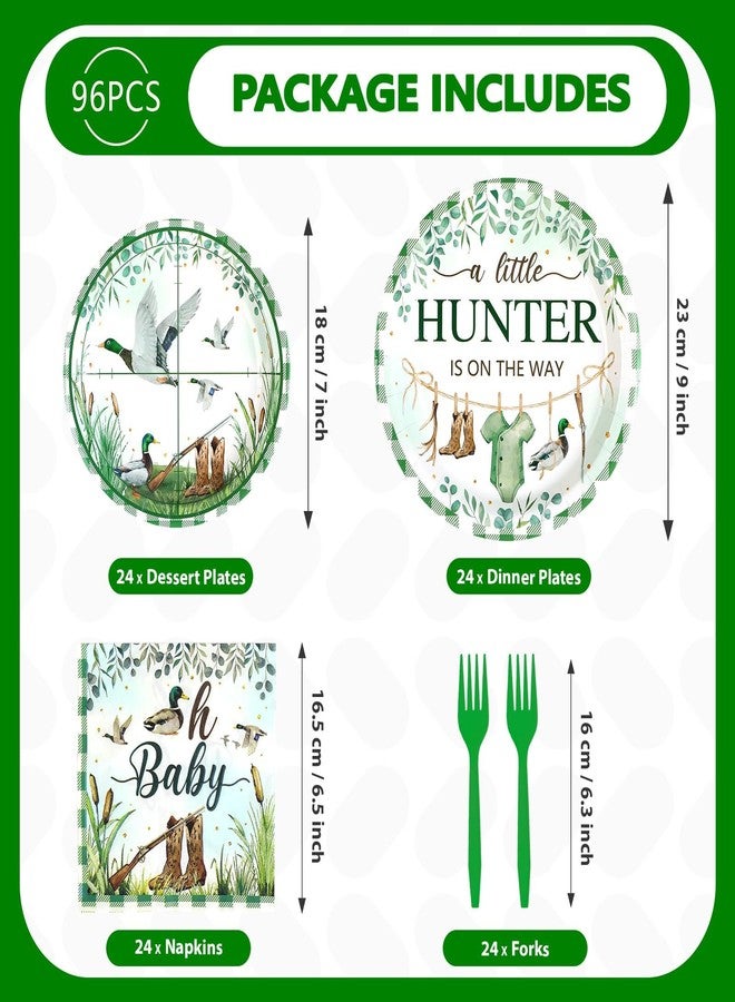 Grencian 96psc Mallard Duck Baby Shower Party Supplies A Little Hunter is on the Way Plates and Napkins Tableware Sets Hunting Party Decoration for Kids Birthday Baby Shower Serves 24 - Image 5
