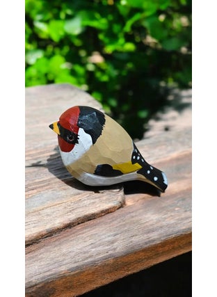 Colornest Colornest Wooden Bird Figurines Handcrafted Painted Wooden Statues for Home Decor Gift for Bird Lovers Housewarming Birthday Christmas Anniversaries Goldfinch  - Image 1