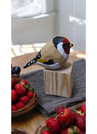 Colornest Colornest Wooden Bird Figurines Handcrafted Painted Wooden Statues for Home Decor Gift for Bird Lovers Housewarming Birthday Christmas Anniversaries Goldfinch  - Image 5