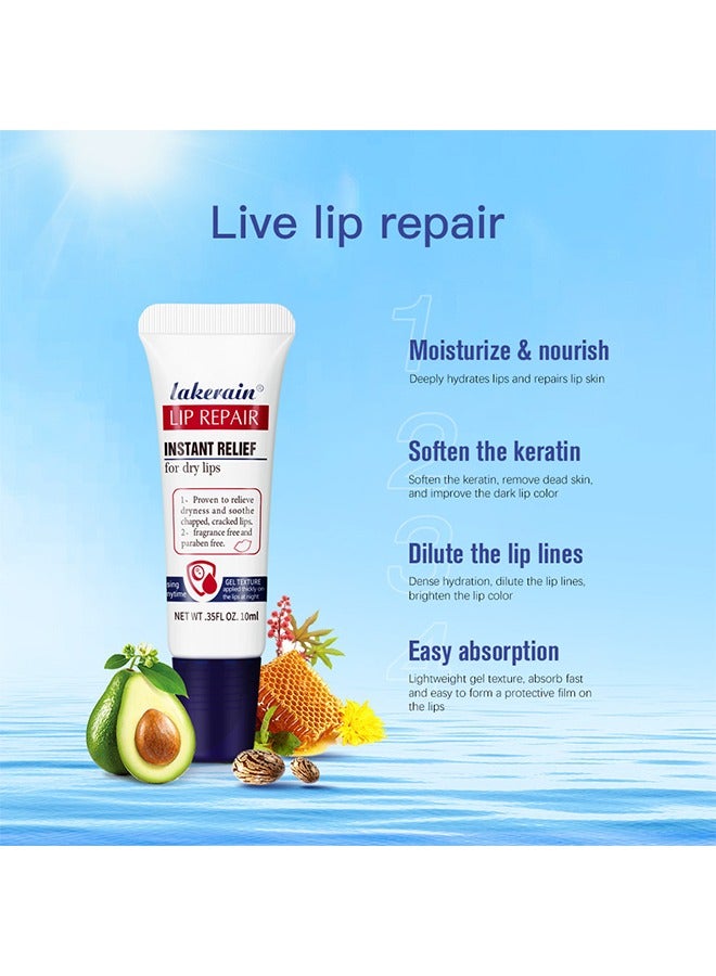 ليكرين إصلاح الشفاه راحة فورية ، بلسم يهدئ الشفاه الجافة المتشققة مرطب مرطب الشفاه النهار والليل ترطيب الشفاه العناية بالشفاه للنساء 2 قطعة - Image 4