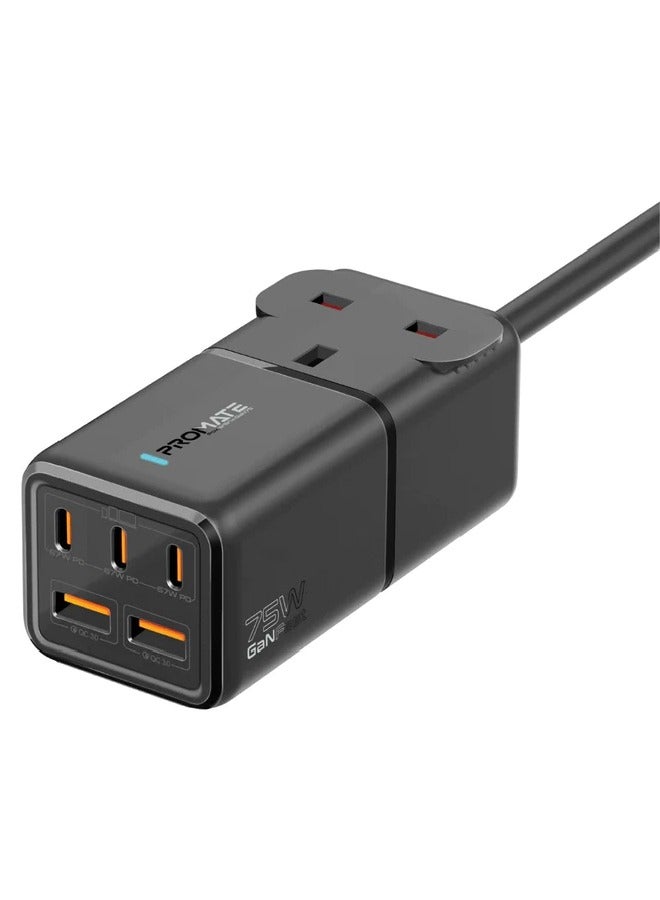 PROMATE 75W GaNFast Multi-Port Power Strip with AC Socket PowerBrix-GaN75 - Image 1
