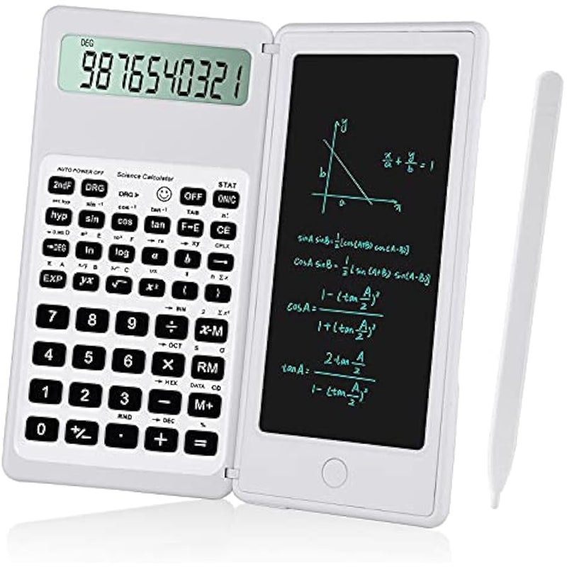 Arabest Scientific Calculators for Students, White Math Calculator with Notepad,10-Digit Large Screen, Classroom Must Haves for Middle High School Supplies & College (White) - Image 1
