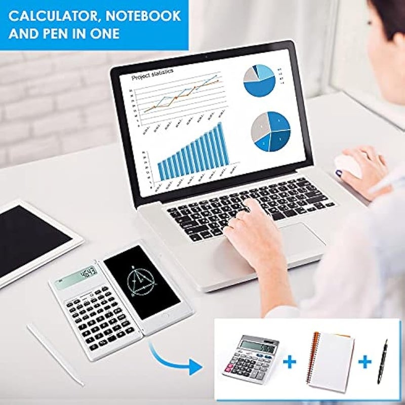 Arabest Scientific Calculators for Students, White Math Calculator with Notepad,10-Digit Large Screen, Classroom Must Haves for Middle High School Supplies & College (White) - Image 2