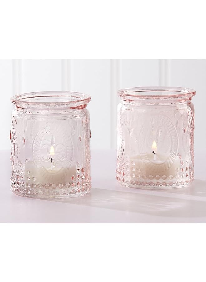 Kate Aspen - Vintage Glass Tea Light Holder Set Of 4 Pink - Image 1