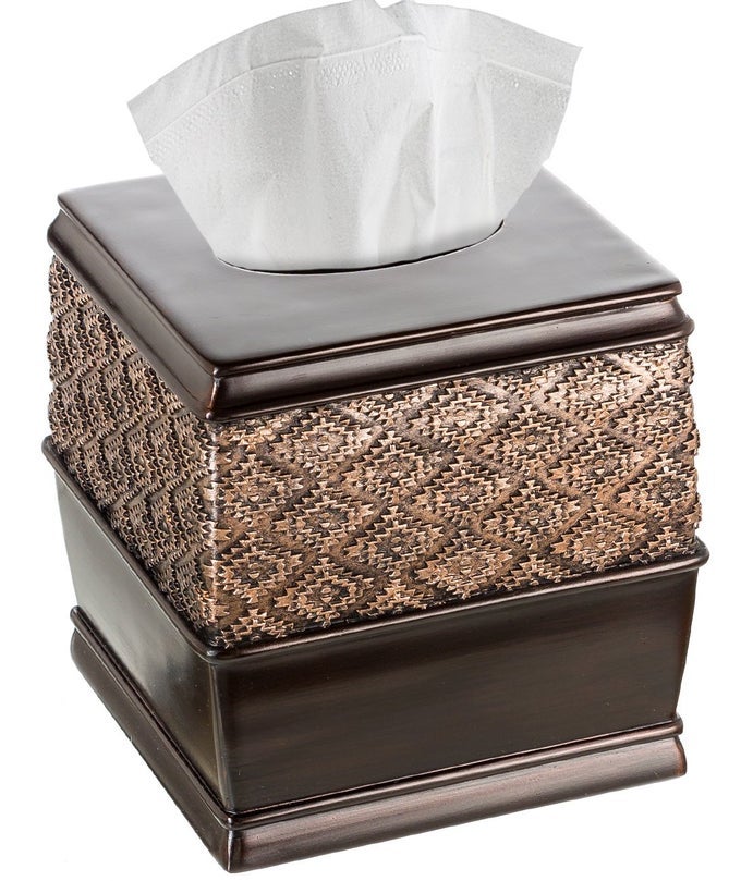 DUBLIN BROWN TISSUE BOX COVER SQUARE DECORATIVE TISSUE HOLDER FOR BATHROOM BEAUTIFUL BROWN TISSUE BOX HOLDER VESSEL FOR ELEGANT BATHROOM BEDROOM OFFICE DECOR DUBLIN STYLE