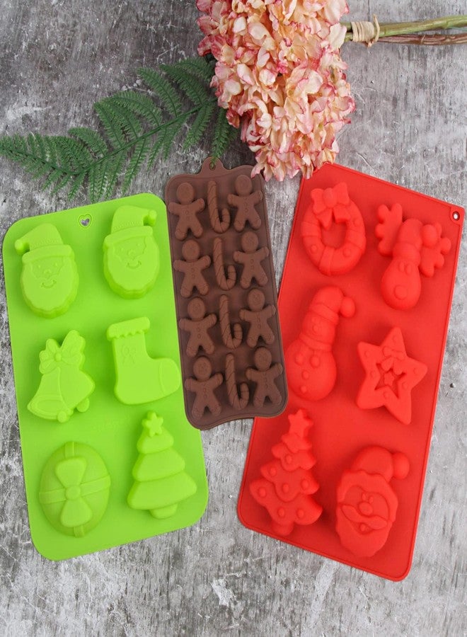 Bake House 3 Pack Christmas Silicone Mold for Chocolate, 3 Pcs Silicone Molds Santa Gingerbread Man Shape Fondant Cake Baking Molds Set for Kitchen Tools - Image 4