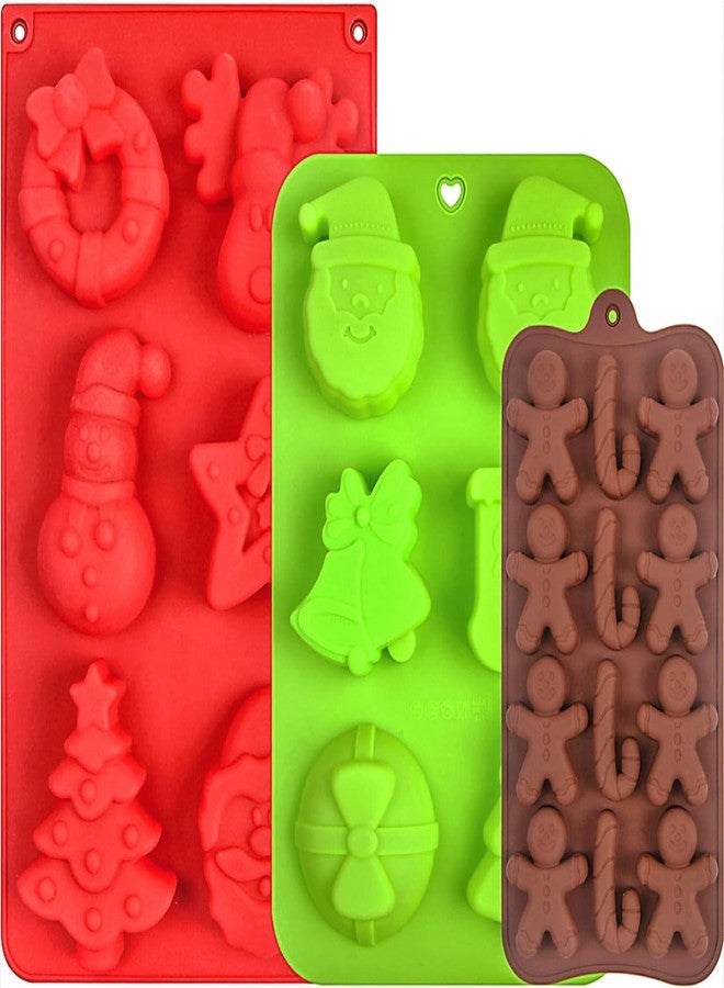 Bake House 3 Pack Christmas Silicone Mold for Chocolate, 3 Pcs Silicone Molds Santa Gingerbread Man Shape Fondant Cake Baking Molds Set for Kitchen Tools - Image 1