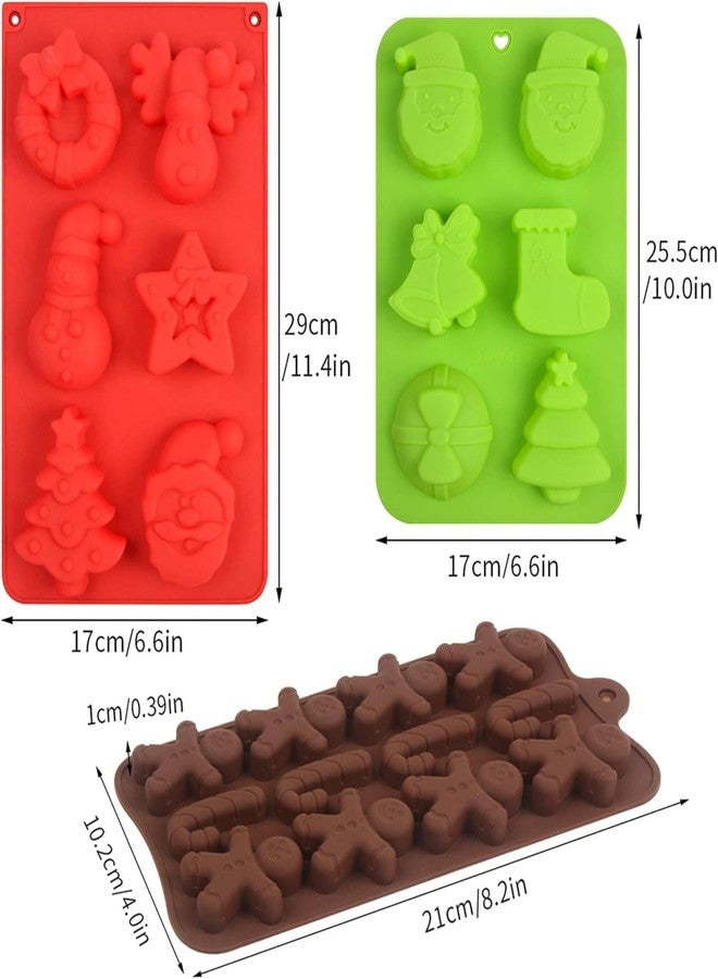 Bake House 3 Pack Christmas Silicone Mold for Chocolate, 3 Pcs Silicone Molds Santa Gingerbread Man Shape Fondant Cake Baking Molds Set for Kitchen Tools - Image 2
