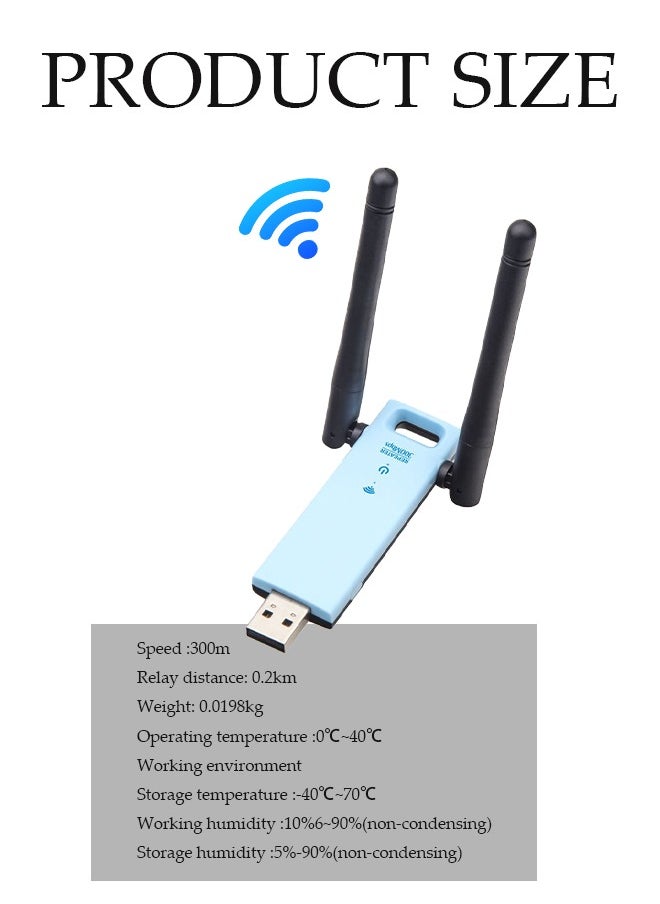 Generic - USB Wireless Repeater，300Mbps Range Extender Repeater，WIFI Amplifier，Mini Compact Internet Booster for Home - Image 1