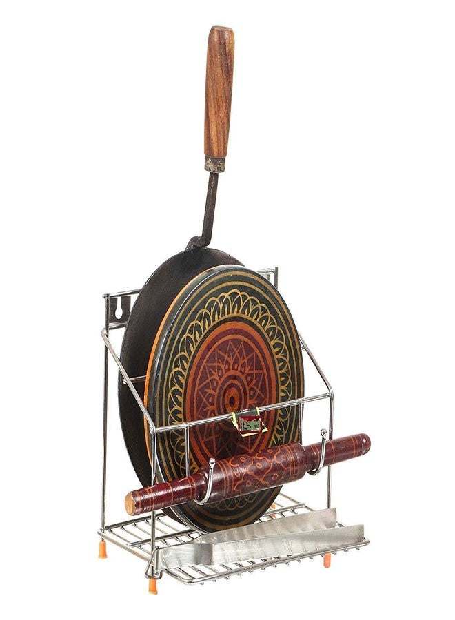 Amaze Chakla Belan Tawa Chimta Stand for Kitchen 5.5mm Wire - 100% Rust-Free Stainless Steel Rolling Pin Board Holder Wall Mount Stand 4 in1 Holder - oack of 1 - Image 3