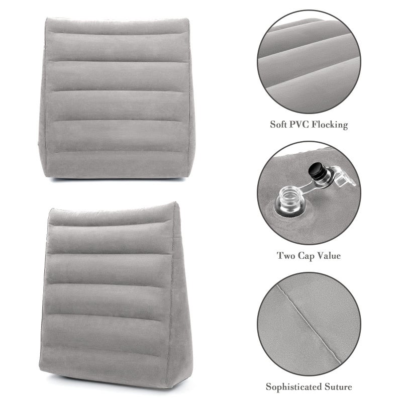USHMA Inflatable Wedge Pillow for Sleeping, Portable Travel Wedge Pillow for Sitting in Bed, Inflatable Wedge Pillows for Travel, Blow Up Under Knee Pillow - Image 2