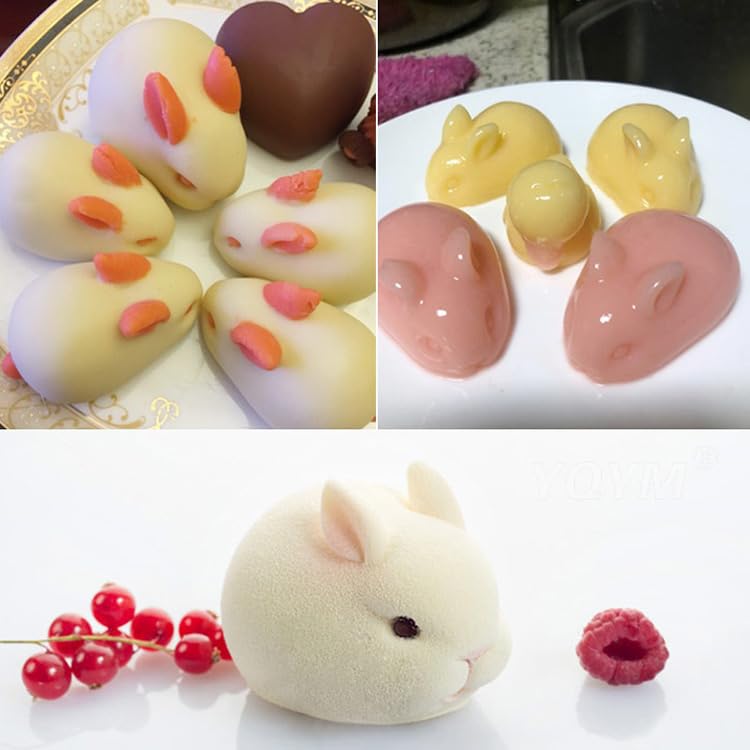 OCPO KITCHEN 3D Easter Bunny Silicone Mold for Baking Rabbit Shape Mousse Cake, French Dessert, Chocolate, Pastry, Pudding, Jelly, Cake Decoration Mold, Rabbit Shape (6 Cavity) - Image 5
