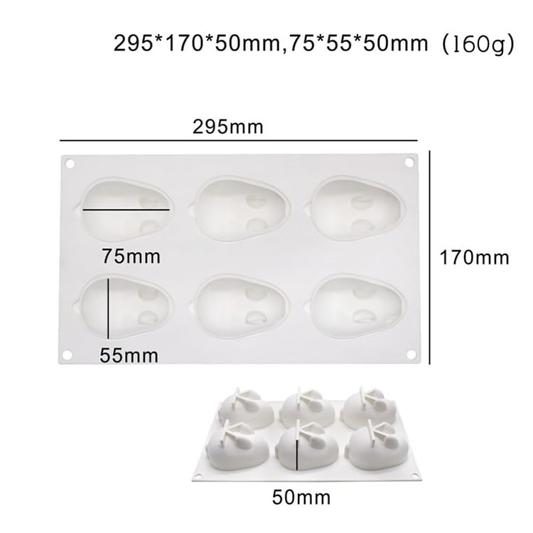 OCPO KITCHEN 3D Easter Bunny Silicone Mold for Baking Rabbit Shape Mousse Cake, French Dessert, Chocolate, Pastry, Pudding, Jelly, Cake Decoration Mold, Rabbit Shape (6 Cavity) - Image 2