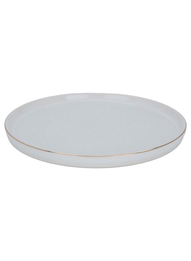 السيف  طبق تقديم من البورسلين مقاس 23 سم مع خط ذهبي أبيض - Image 1