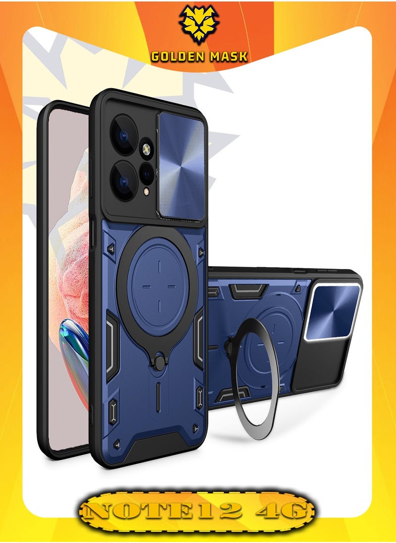 GOLDEN MASK GOLDEN MASK For Xiaomi Redmi Note 12 4G Armored Camera Shield Cover Camera Lend Protection, Built-in 360° (Blue) 