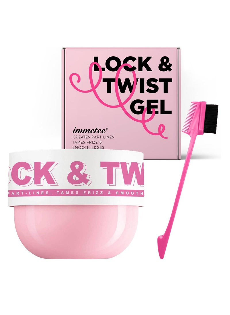 Immetee immetee Braiding Gel, Twist and Lock Gel All Day Hold, Edge Control Gel for Afro Hair, Frizz Control Hair Gel with Brush. 200g/7.05Oz (Pink)  - Image 1