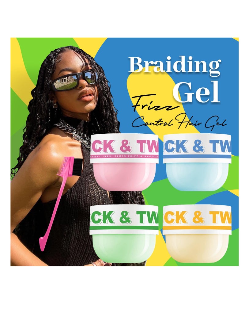 Immetee immetee Braiding Gel, Twist and Lock Gel All Day Hold, Edge Control Gel for Afro Hair, Frizz Control Hair Gel with Brush. 200g/7.05Oz (Pink)  - Image 4