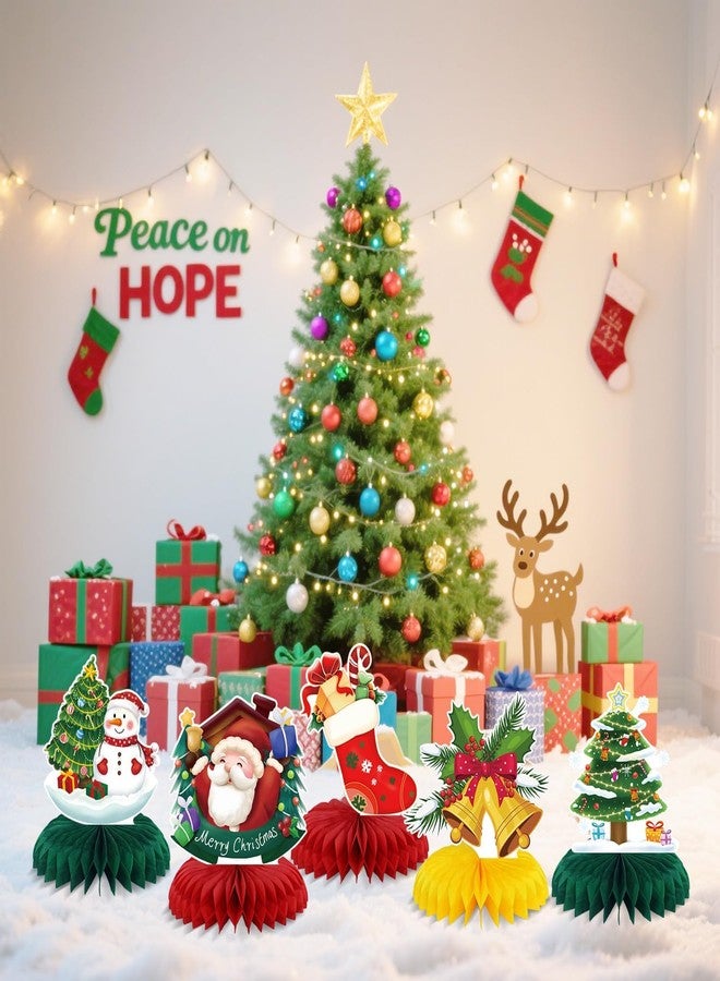 PIXHOTUL 9 Pcs Christmas Decorations, Christmas Table Centerpieces Holiday Party Decorations for Xmas Party Table Decor Xmas Honeycomb Table Toppers - Image 2