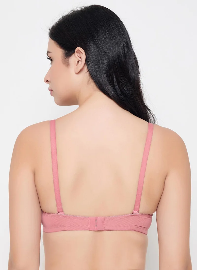 كلوفيا Clovia Padded Non-Wired Full Coverage Self-Striped Multiway T-shirt Bra in Peach