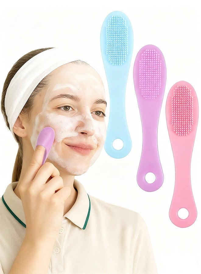 3PcThe Silicone Brush for Cleaning the Nose ,Soft Silicone Pore Scrubber for Face,Gentle Manual Noses Cleaning Brushes(Blue, Purple, Pink) - Image 1